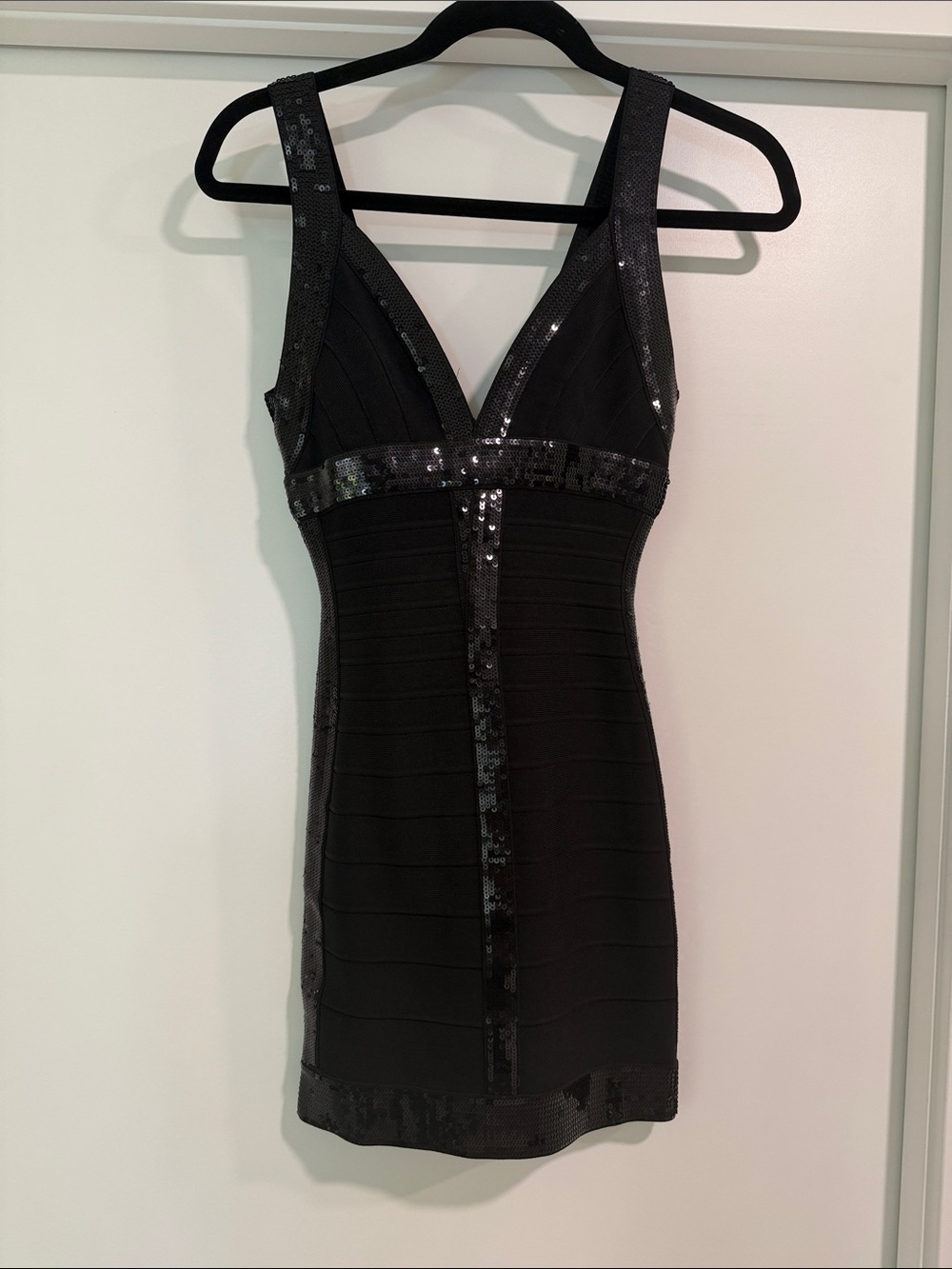 Herve Leger Black Sequin Bandage Dress